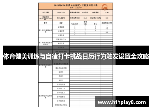 体育健美训练与自律打卡挑战日历行为触发设置全攻略